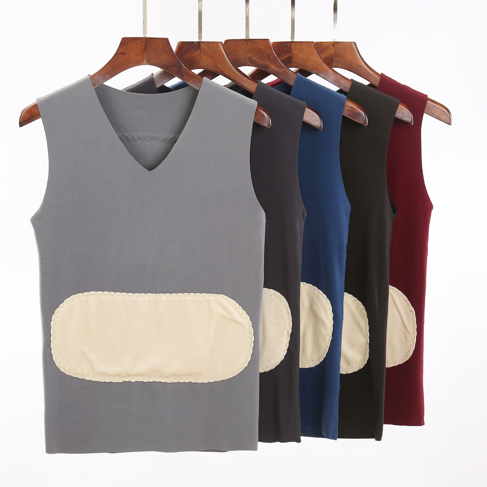 2021新款无痕双面德绒背心加厚保暖贴片背心护肚护背蚕丝背心批发