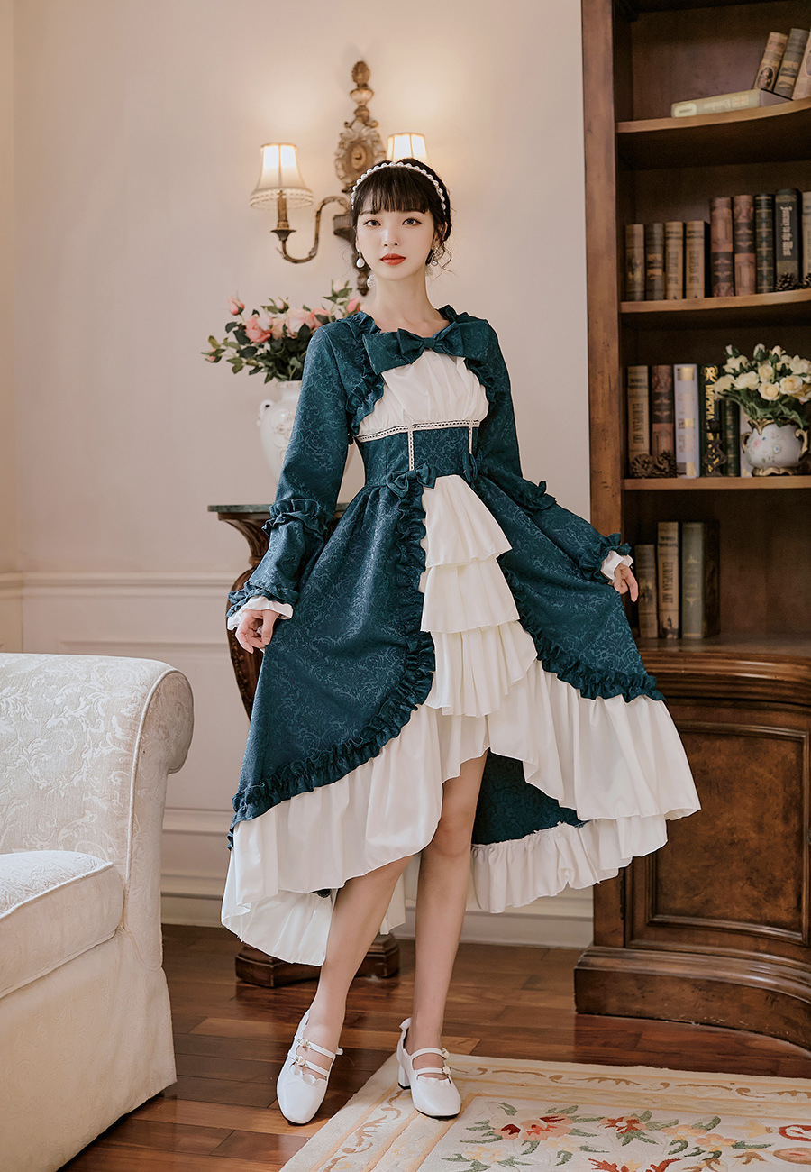 法式少女宫廷风艺考声乐礼服蓬蓬裙欧式复古中世纪公主演出连衣裙