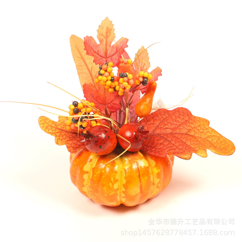 Cross-Border E-Commerce Manufacturers Supply Thanksgiving Harvest Festival Halloween Autumn Maple Leaf Pumpkin Pomegranate SUNFLOWER Small Ornaments