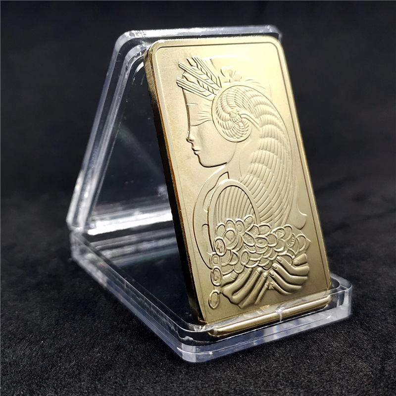 瑞士银行金条纪念币1盎司异形金币硬币 外币收藏女神币方形镀金块