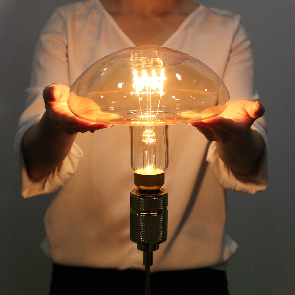 led异形大灯泡创意大蘑菇金色暖光装饰照明e27可调光爱迪生灯丝灯