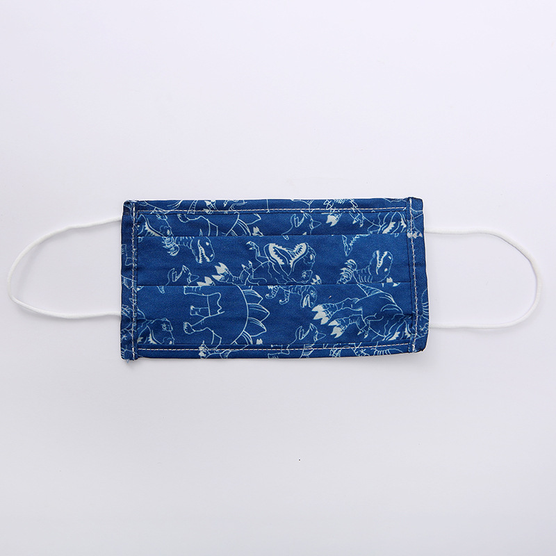 蓝色一次性涤棉口罩创意卡通印花脸罩透气防尘成人面罩现货批发