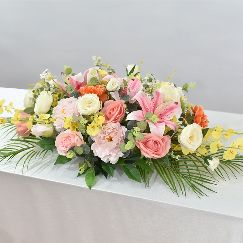 会议桌花长桌摆花仿真花商务活动签到台电视柜茶几装饰台花餐桌花