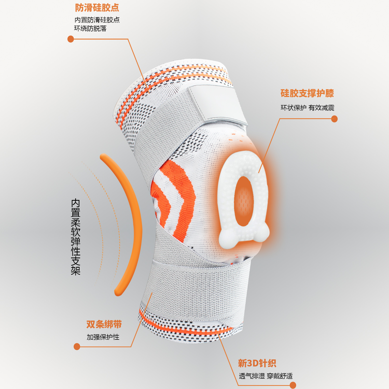 Double Straps Sports Kneecaps Summer Silicone Basketball Kneecap Menisci Protection Breathable Cycling Sports Protective Gear Wholesale