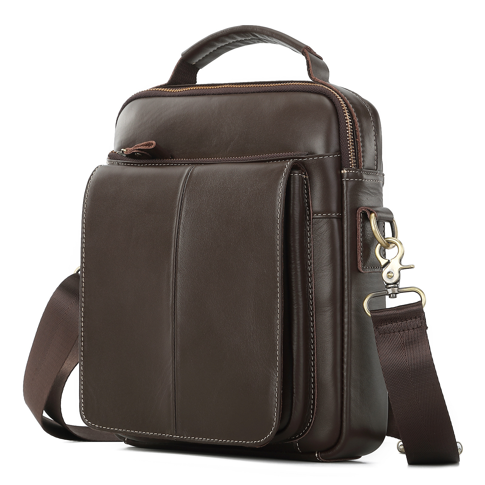 真皮男士单肩 斜挎包 休闲头层牛皮 油蜡皮 竖款男包批发一件代发