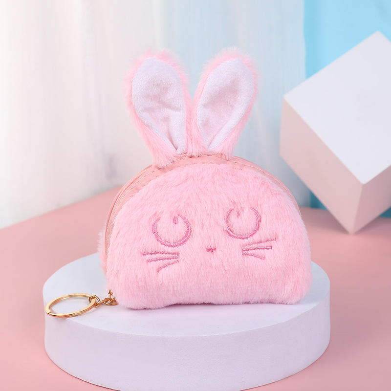 Japanese Cute Rabbit Plush Pouch Women's Korean-Style Cartoon Student Portable Hand Bell Travel Storage Ugly and Cute Coin Purse