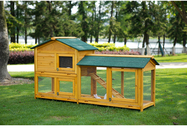 户外实木兔笼大号兔舍防雨防晒养鸡笼家用双层猫屋猫房子宠物笼