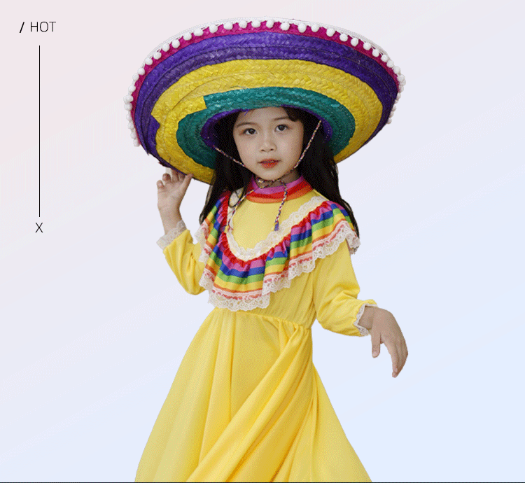 传统墨西哥女孩裙子大裙摆民族风格连衣裙舞蹈服装万圣六一儿童节
