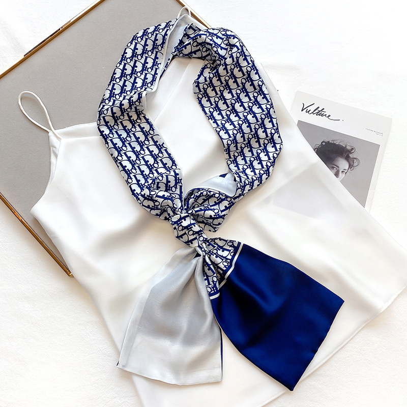 黑白条纹小丝巾女细窄长条韩版百搭西装衬衫春秋薄款装饰领巾发带