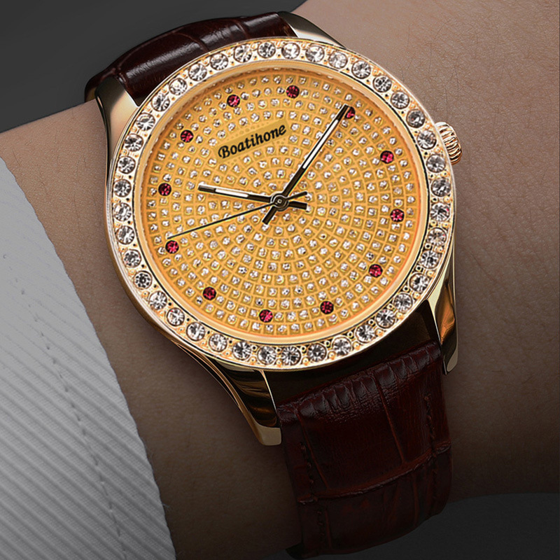 瑞士品牌宝航名表现货礼品石英手表批发镶钻满天星时尚手表男皮带