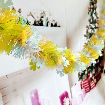 跨境 复活节装饰幸运草马卡龙彩条三叶草节日毛条彩带茜草加密