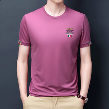 一件代发短袖T恤男士夏季2024年新款青年韩版潮流男士圆领刺绣T恤