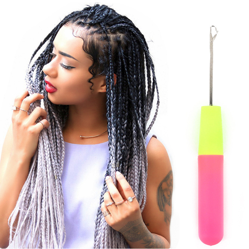 跨境现货批发接发脏辫大辫子钩针 塑料钩针假发编织工具脏辫钩针