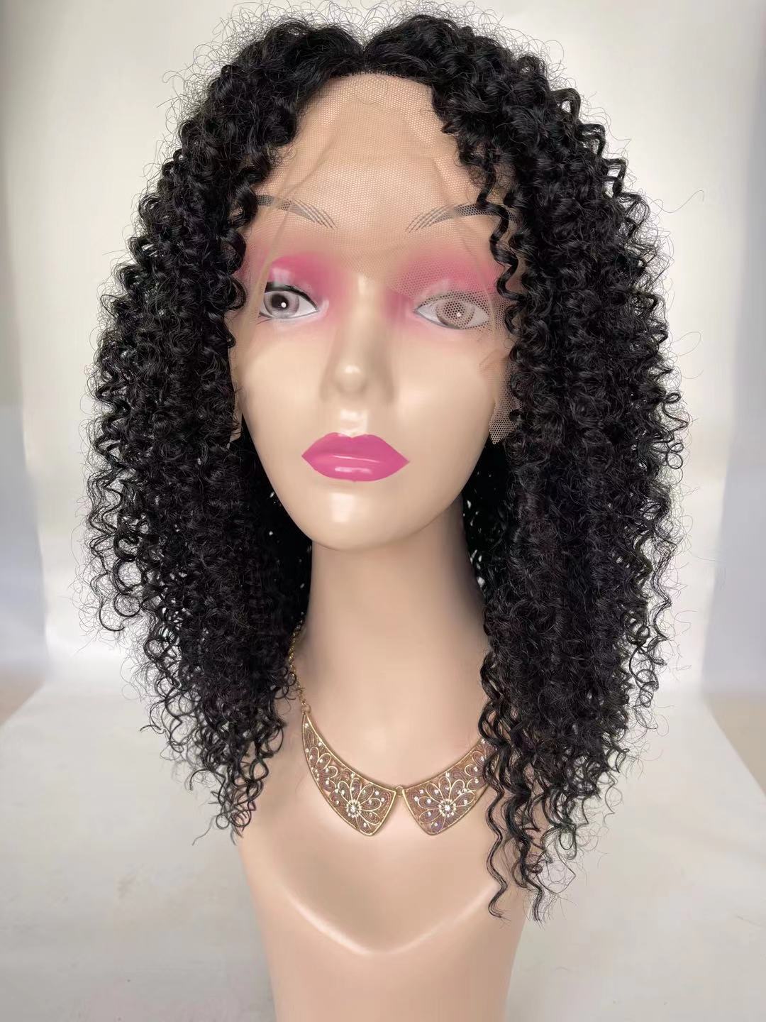 真人蕾丝假发亚马逊跨境欧美长卷发小卷女士假发非洲小卷长发假发