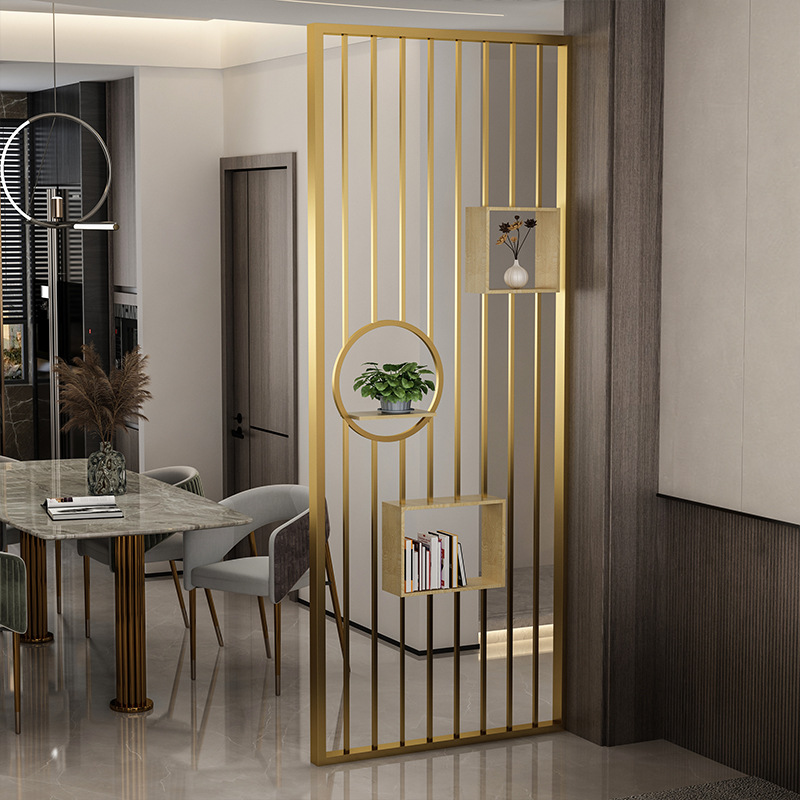 简约屏风北欧铁艺入户创意镂空客厅玄关装饰置物架花架餐厅隔断墙