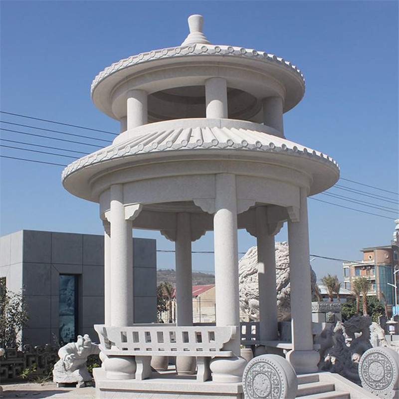 庭院人物圆形休闲石亭