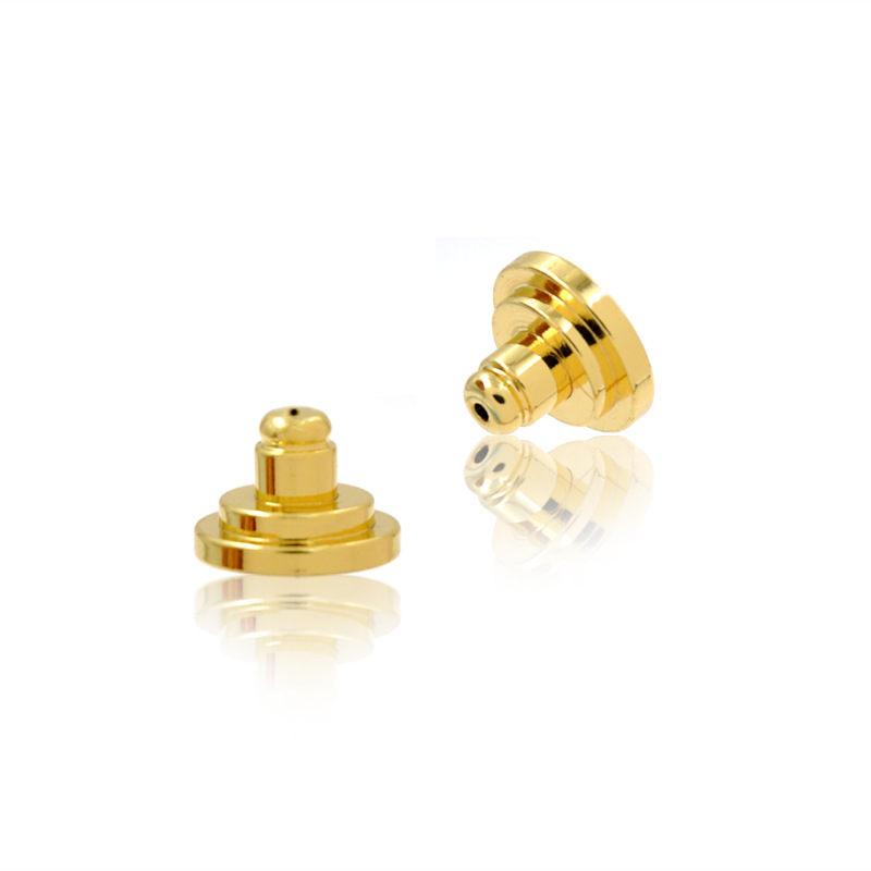 Brass 18K Gold Plating Texture Earplug European and American Style Large Frisbee Ear Studs Back Plug Prevent Earrings Drooping Earrings Back