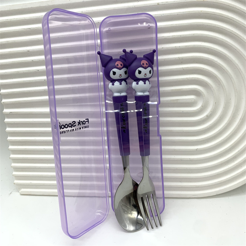 Foreign Trade Sanrio Melody Spork Set Clow M Doll Spoon Fork Combination Big Ear Dog Kt Cutlery Box