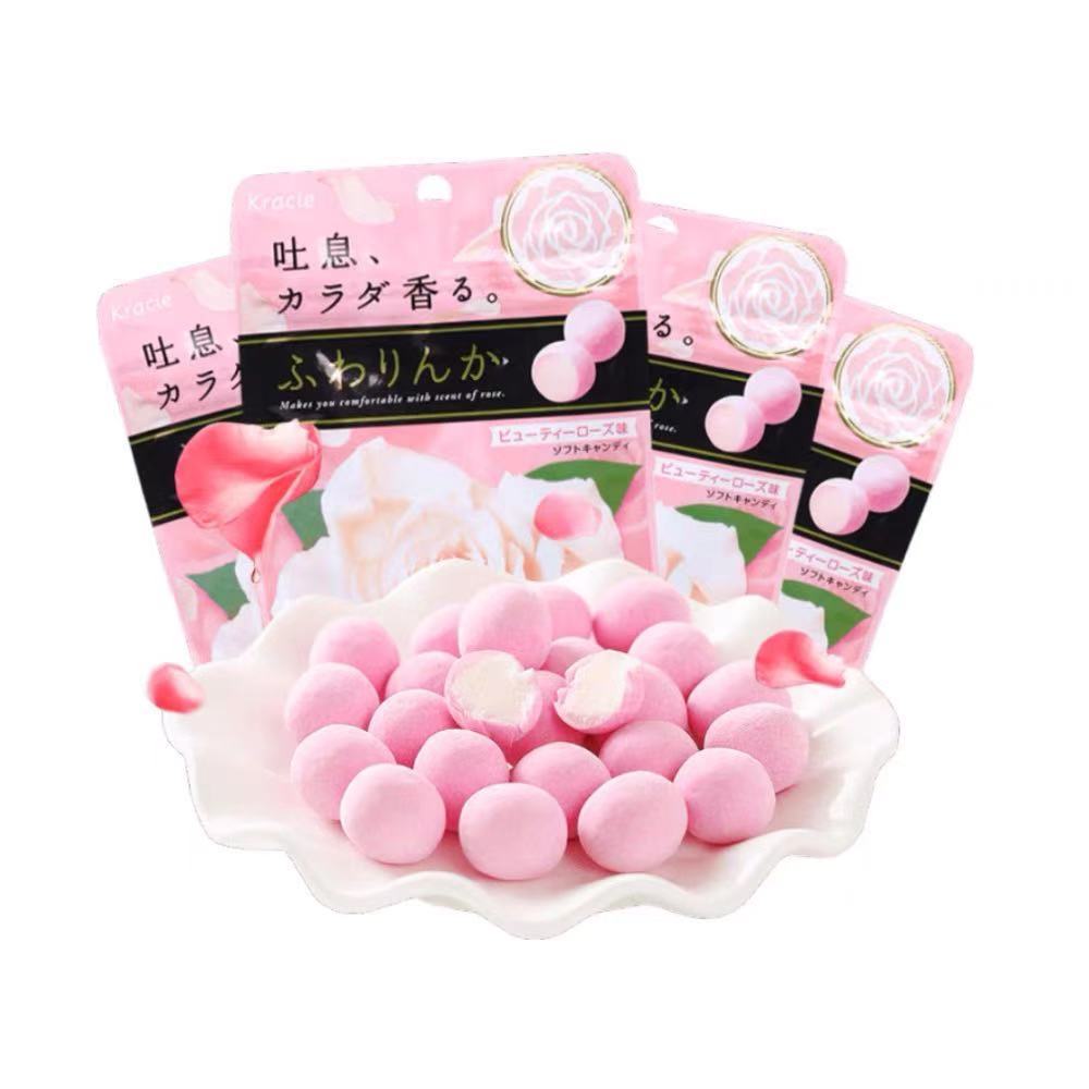 日本进口嘉娜宝玫瑰香体糖32g 约会清口爽口香软糖果创意零食