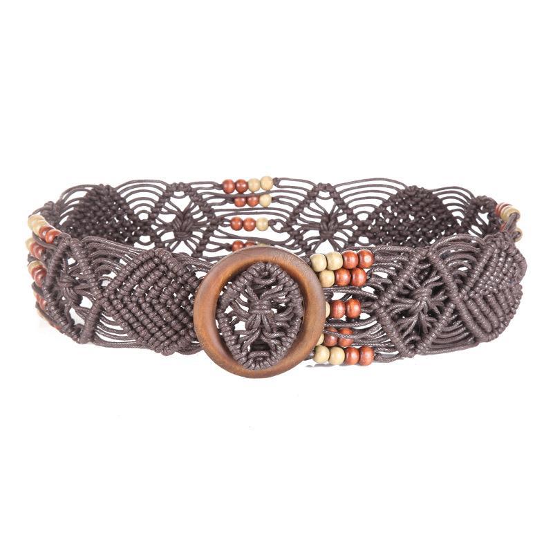 韩国裙带复古编织腰带宽波西米亚装饰百搭时尚镂空女腰封女士超宽