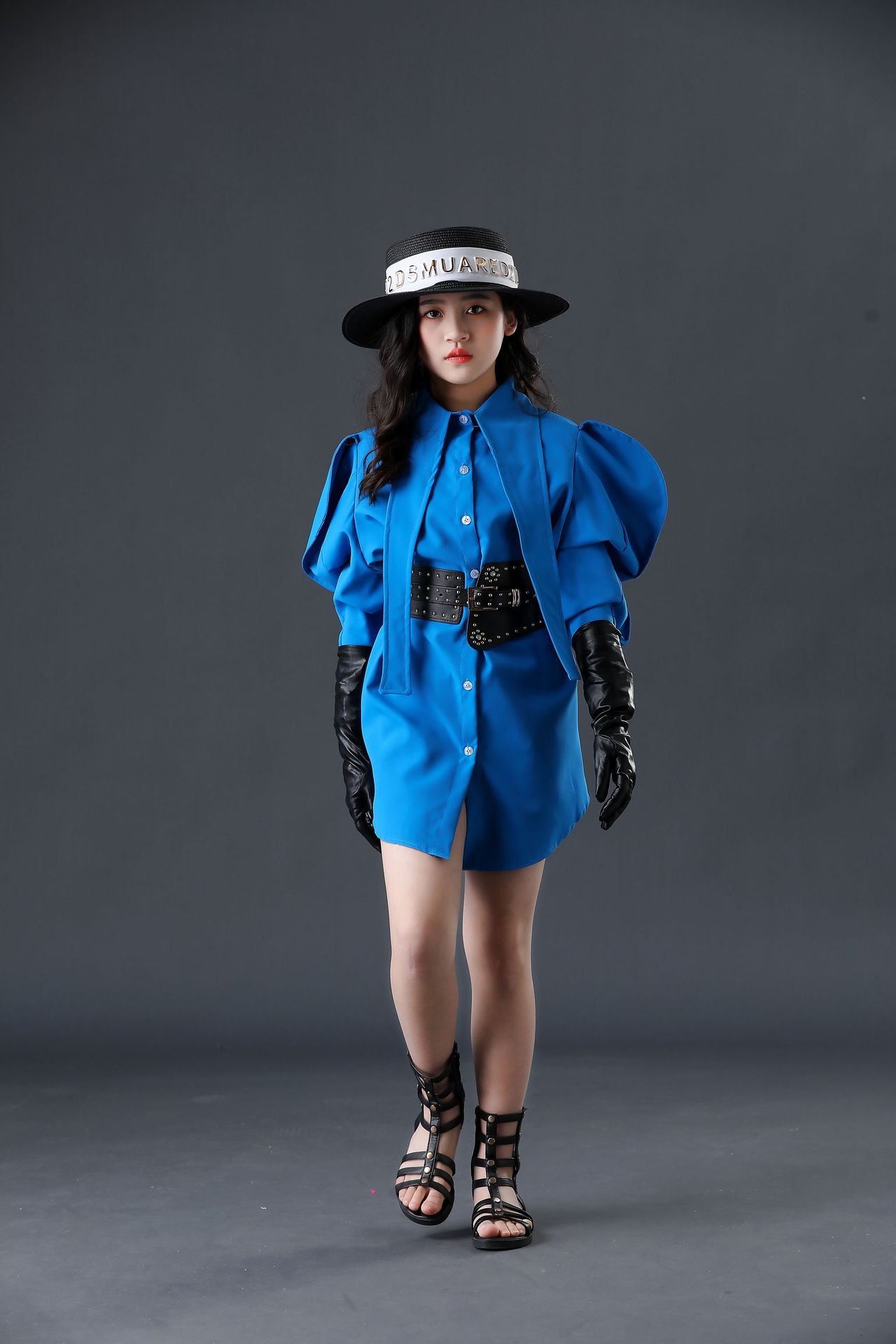 女童机车走秀潮服摇滚风时尚个性模特比赛潮服儿童车模走秀机车服