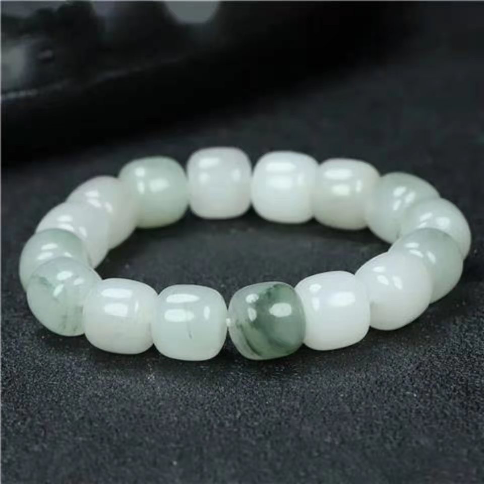 天山翠手链冰透金丝玉老型珠手串 玉石飘翠圆珠手链直播福利饰品