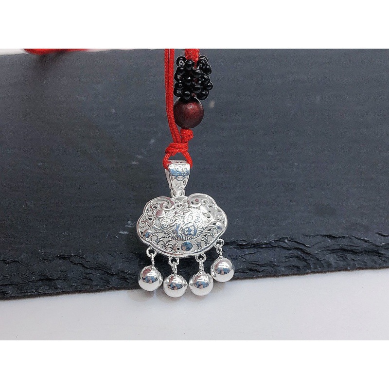 汇聚银饰 足银990镂空福字款精美长命锁 时尚潮流 花丝银锁平安锁