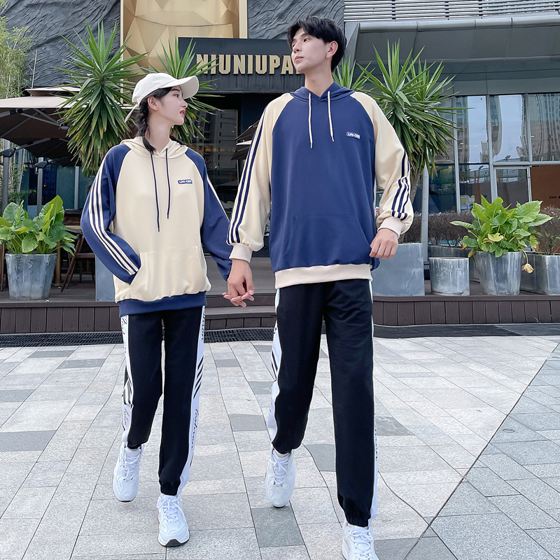 春秋装新款连帽长袖卫衣英伦学院风学生班服校服运动会套装