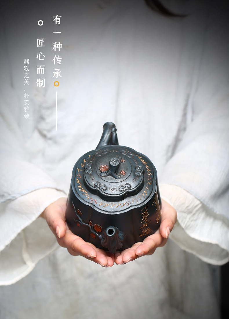 筋囊梅桩茶壶宜兴原矿紫砂壶雨中砂厂家李海燕茶壶仿老壶一件代发