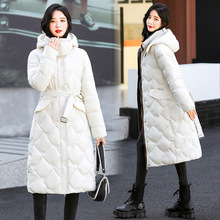 时尚洋气亮面羽绒棉服女2022新款冬季韩版中长款修身保暖棉衣外套