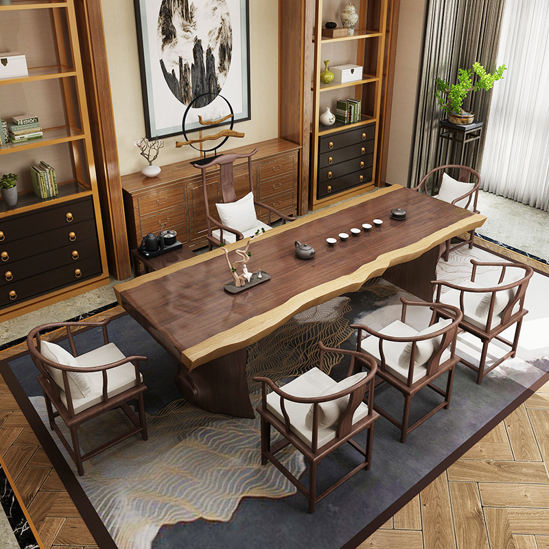 0成交48件相似新中式大板茶桌椅组合实木功夫泡茶桌办公室茶台老板