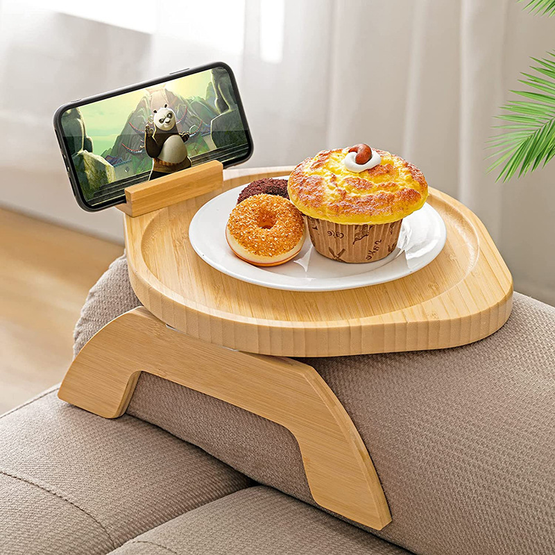 Bamboo Foldable Home Sofa Handrail Tray Table Home Decoration Picnic Outing Portable Storage Dinner Plate Table