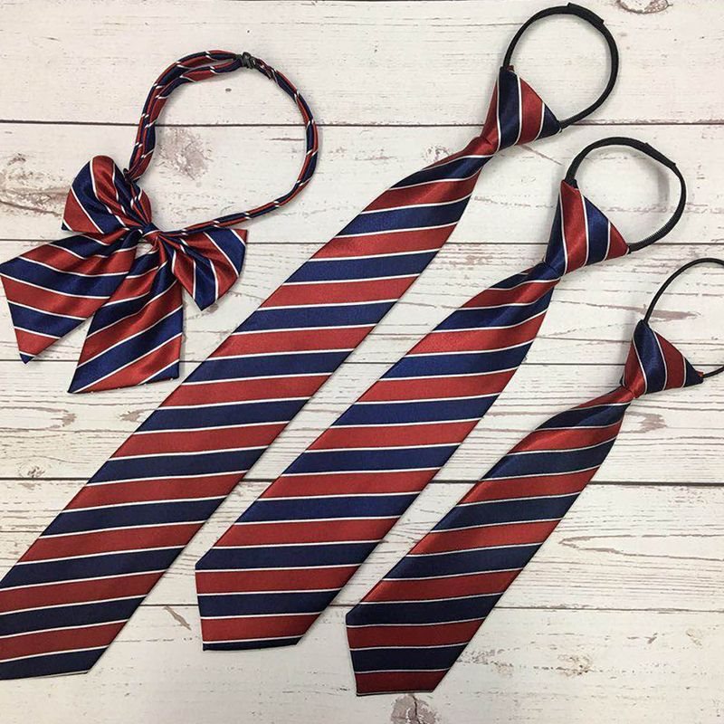 小学生校服领结初中高中校供领带领花红蓝条纹幼儿园儿童学院风