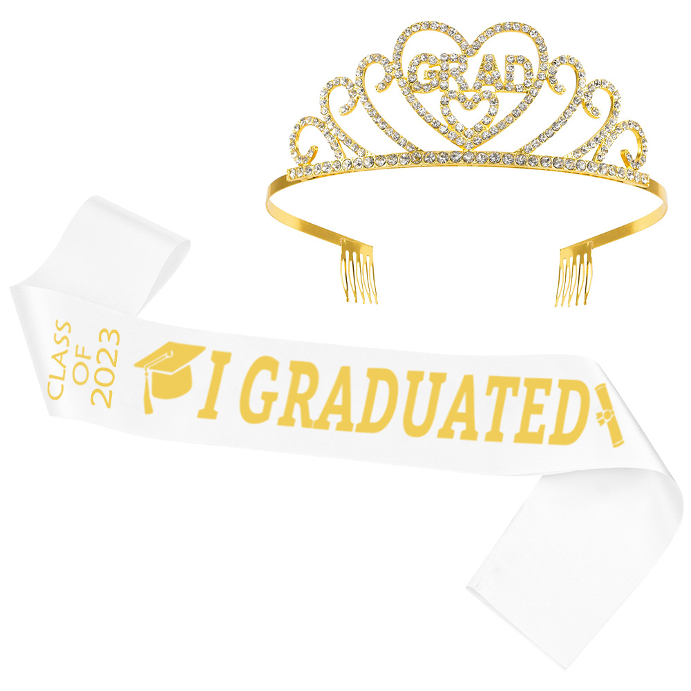 European and American Graduation Season Shoulder Strap Crown Set Ball Show Graduation Party Etiquette Belt Grad Alloy Headband