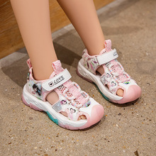 女童公主鞋包头夏季2024新款中大童魔术贴软底防滑运动儿童沙滩鞋