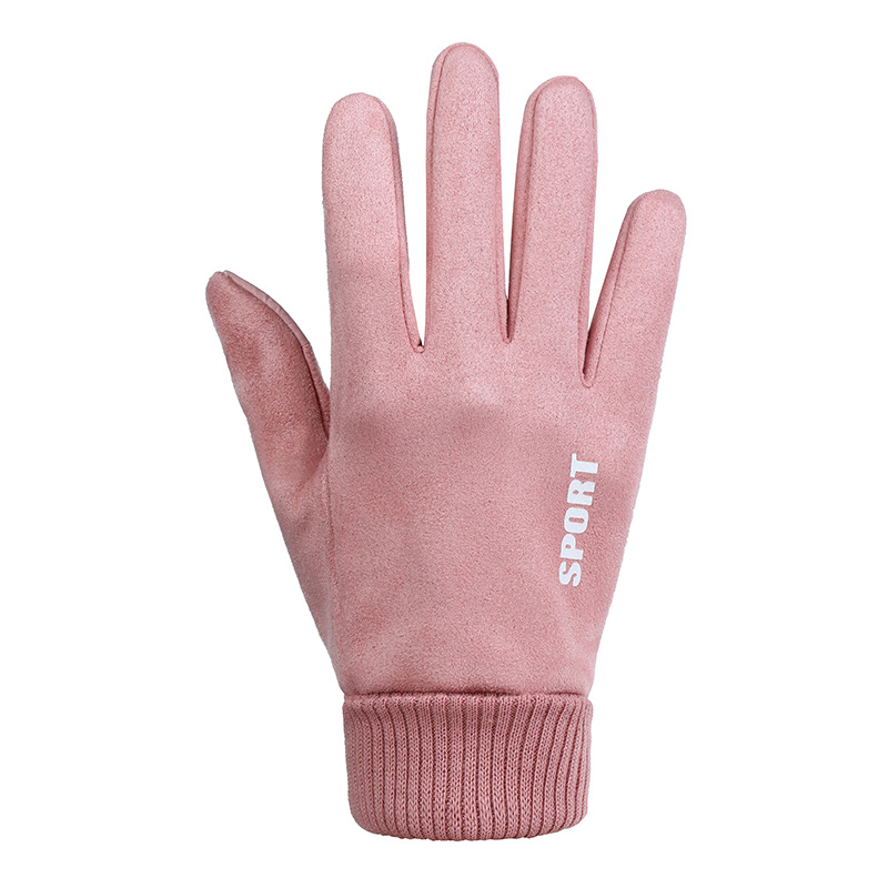 Winter Warm Suede Gloves Adult Men Women's Fleece-Lined Thickened Riding Sports Anti-Slip Screw Touch Screen Gloves