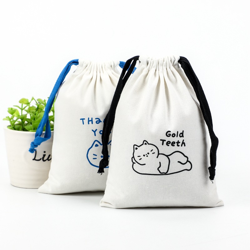 Canvas Pouch Cotton Bula Bag Buggy Bag Drawstring Bag Printable Logo Canvas Storage Bag Buggy Bag