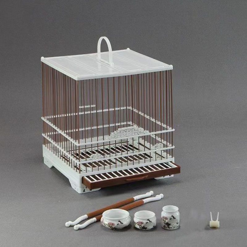 绣眼鸟笼抽屉式塑钢板笼塑料加密鸟笼黄雀玻璃钢方笼洗澡笼秀眼笼