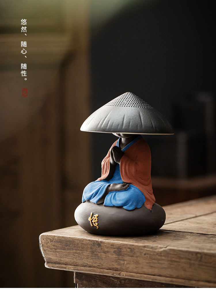 陶瓷创意小和尚茶滤茶漏茶叶过滤网家用功夫茶具配件茶隔茶道摆件