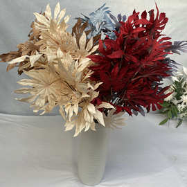 新款长只布料八角叶仿真植物装饰墙花草仿真花假花插花叶子批发