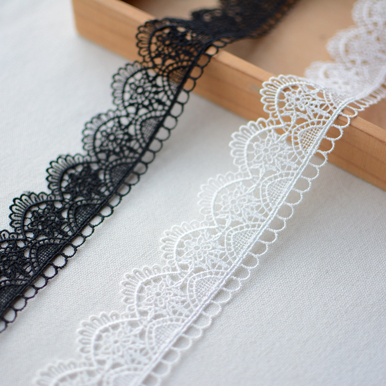 Factory Direct Sales New Black and White Two-Color Water Soluble Lace DIY Dress Skirt Cheongsam Decoration Accessories Width 4cm