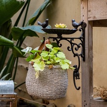 铸铁工艺品铁艺挂钩小鸟欧式古典怀旧风格庭院花园鸟食盆吊篮壁挂