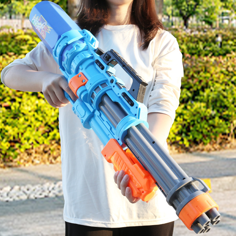 亚马逊超大号单双喷头加特林连发抽拉式水枪成人儿童夏季戏水玩具