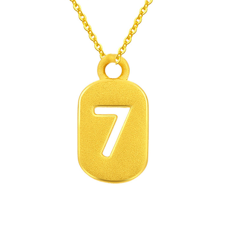 999足金7字吊坠 3d硬金爱妻项链 24k黄金luck7 黄金幸运数字7套链