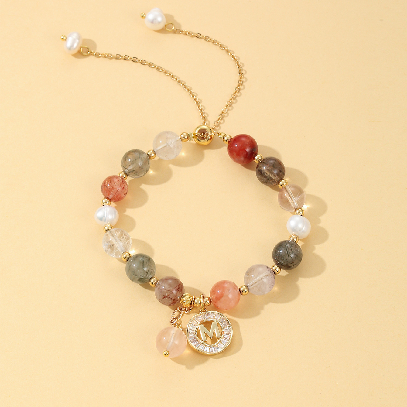 欧美外贸跨境珍珠天然石珠子手链 8mm女士儿童手链子学生度假派对