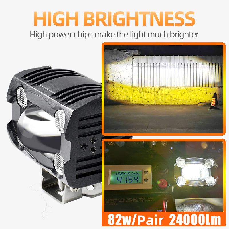 New U20 Car Led Lock and Load Spray Spotlight Motorcycle Spotlight Two-Color Lens Headlight Electromobile Lights