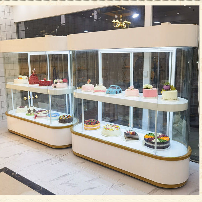 面包柜面包展示柜玻璃展示柜弧形玻璃中岛柜样品生日蛋糕模型柜