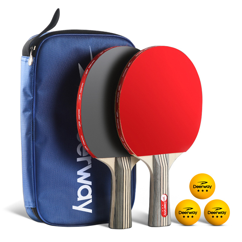 Factory Direct Sales Table Tennis Suit Inverted Rubber on Both Sides Finished Racket Pen-Hold Grip Hand-Shake Grip 2 Rackets Set