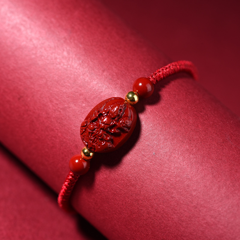 Cinnabar Guardian Red Rope Bracelet Rabbit Year This Animal Year Red Rope Bracelet Female Birth Buddha Bracelet Men Handmade Hand Rope