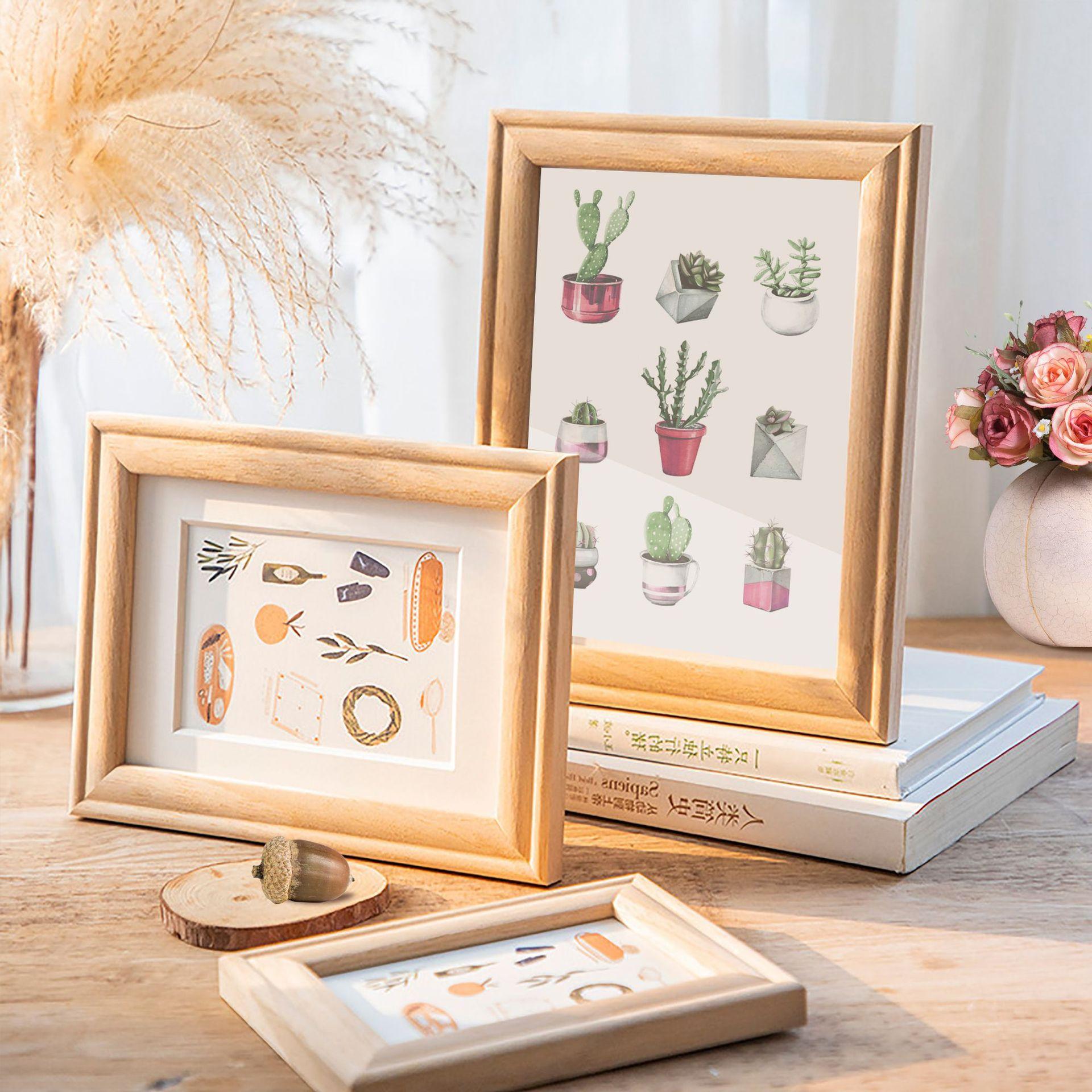 实木diy创意相框摆台制作6寸7寸8寸10寸a4挂墙框架现代简约照片框